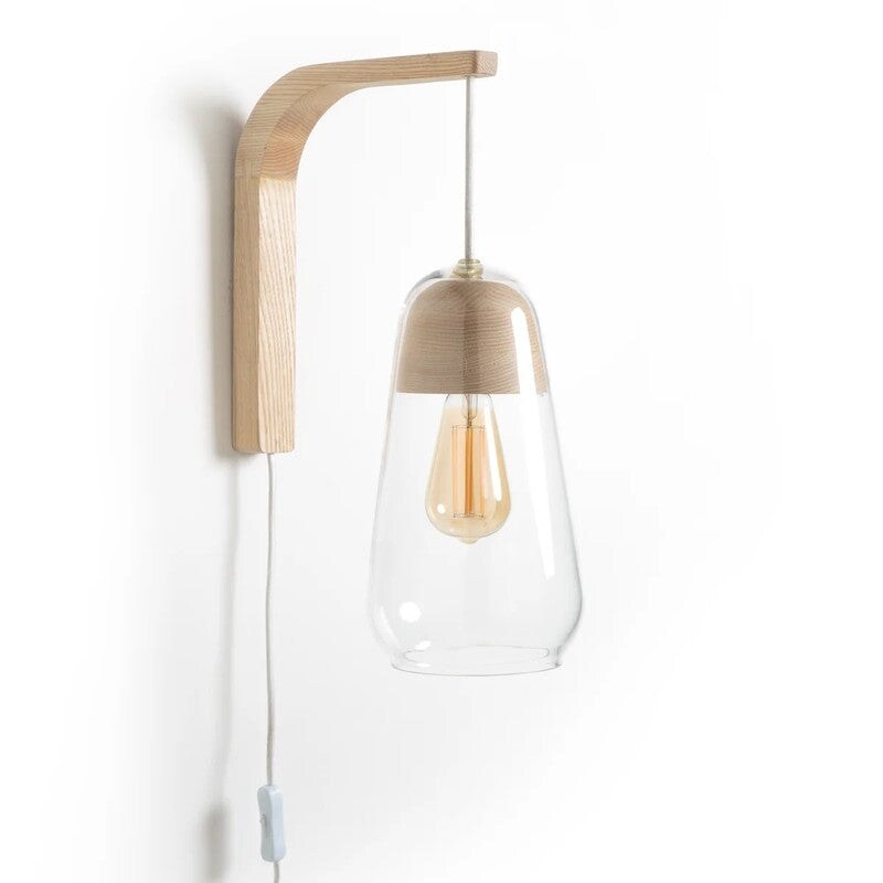 Contemporary Wall Light in Glass & Wood
