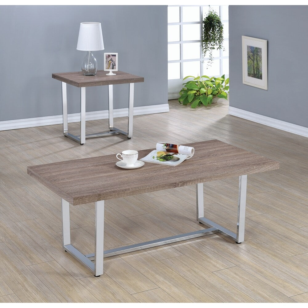 Contemporary Weathered Taupe End Table