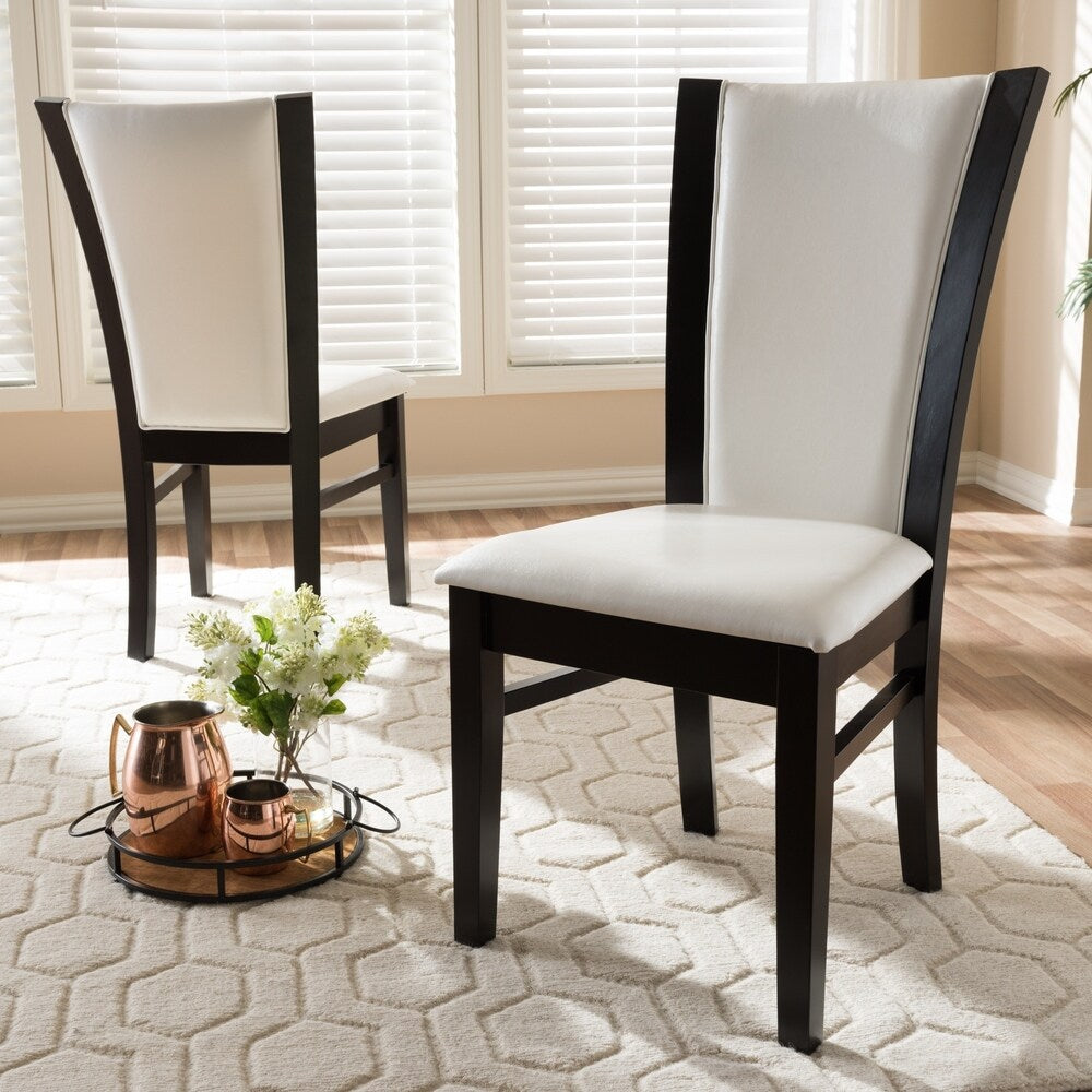 Contemporary White Faux Leather Dining Chair Set by Baxton Studio
