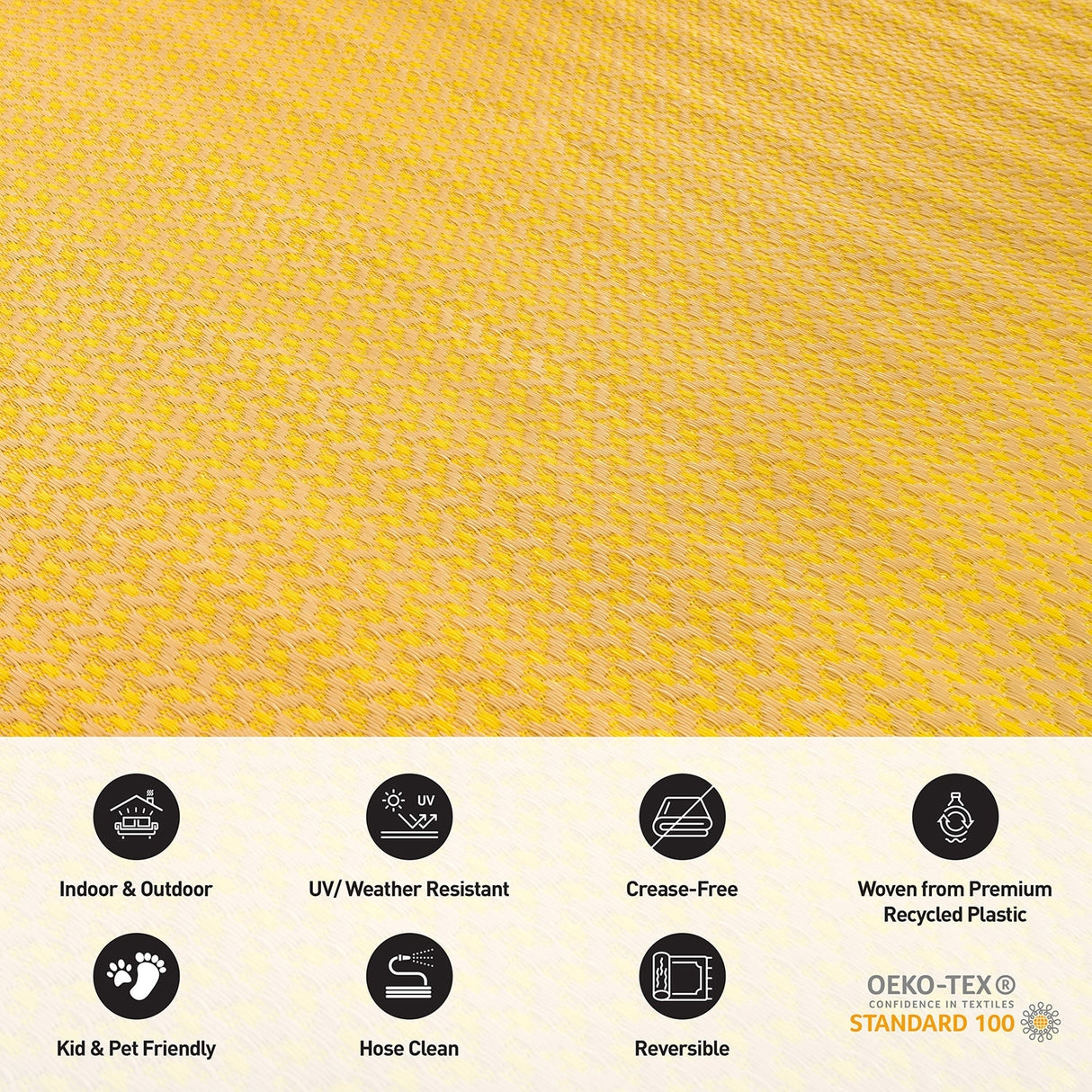 Contemporay Solid Reversible Plastic Outdoor Rugs