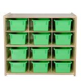 Contender 12-Cube Tray Cabinet with Bins for Organizing Children Art Supply, Kids Storage Organizer, Lime Green