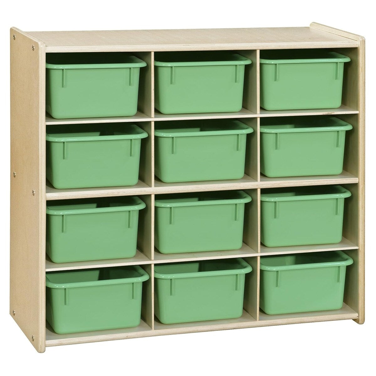 Contender 12-Cube Tray Cabinet with Bins for Organizing Children Art Supply, Kids Storage Organizer, Lime Green