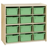 Contender 12-Cube Tray Cabinet with Bins for Organizing Children Art Supply, Kids Storage Organizer, Lime Green