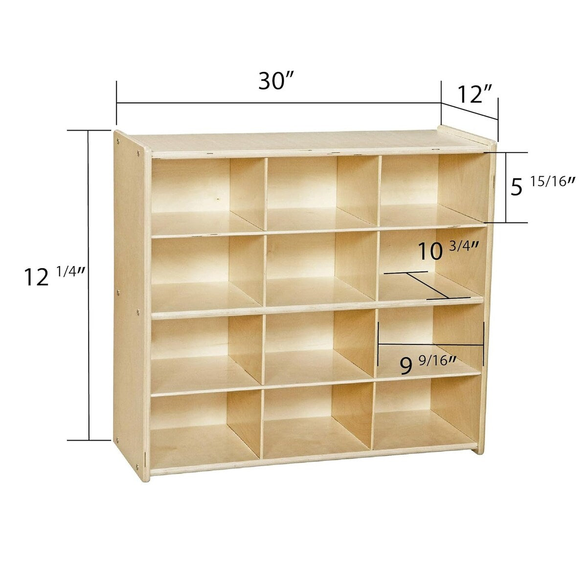 Contender 12 Section Cubby Storage Unit for Organizing Kids Toys, 3 Tier Shelving Unit for Classroom, Playroom