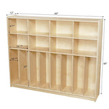 Contender 8 Section Coat Locker for Kids, Toddler Backpack & Cubby Shelving With Hooks, Baltic Birch Plywood Organizer - 60"