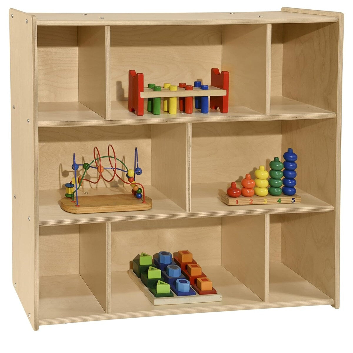 Contender Birch Storage Organizer With 8 Open Shelves, Sturdy Display Unit for Toys, Games, Craft, Organizer for Kids