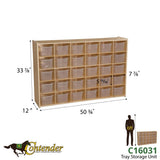 Contender Kids 30 Cubby Shelf Organizer With Transculent Bins, Wooden Cube Storage Shelf for Toys & Craft Supplies