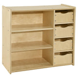 Contender Kids Bookshelf With Drawers, 3 -Tier Wooden Bookcase With Storage for Kids Room Organizer in Natural Finish