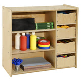 Contender Kids Bookshelf With Drawers, 3 -Tier Wooden Bookcase With Storage for Kids Room Organizer in Natural Finish