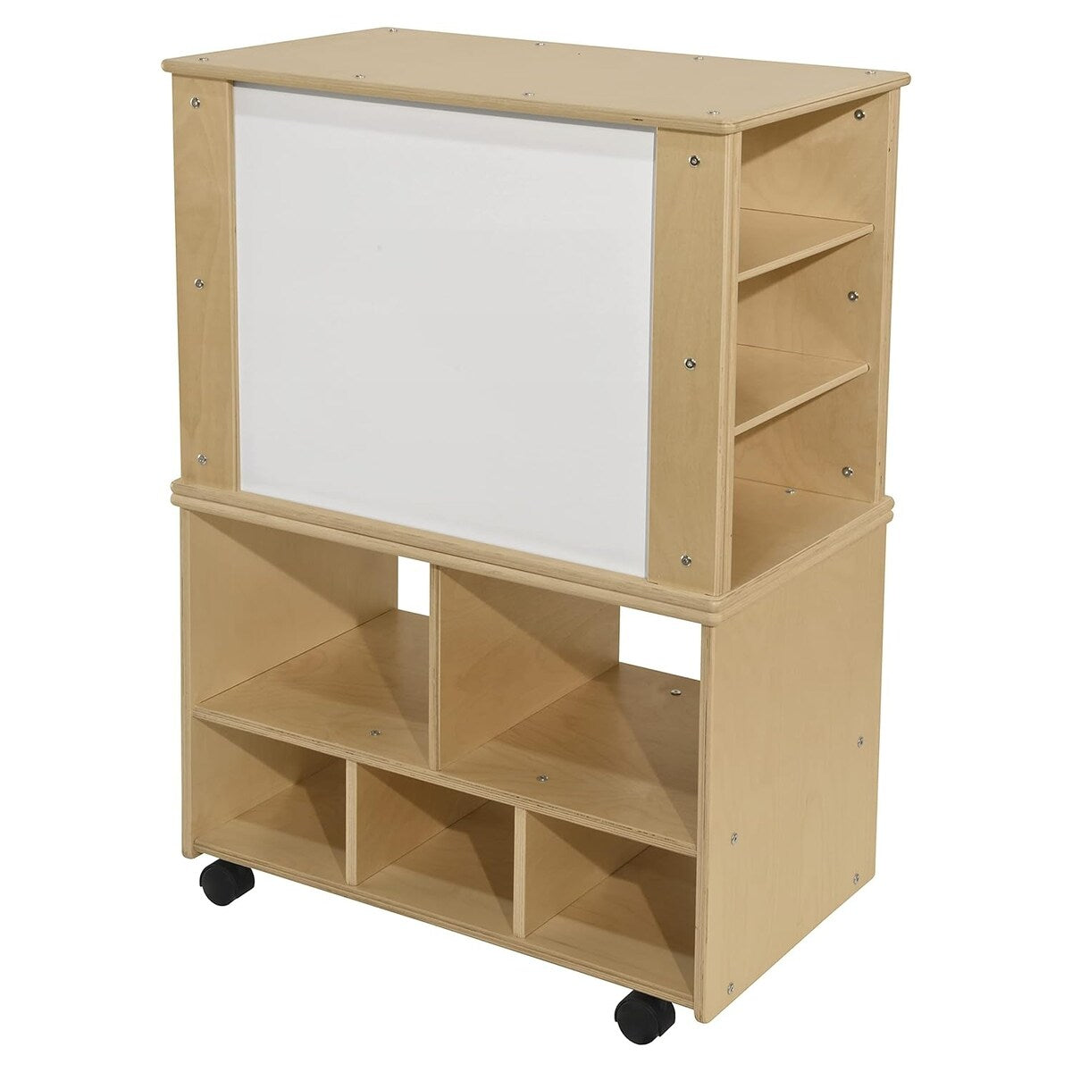 Contender Mobile Magnetic Teaching Storage Organizer with Shelf and 3 Assorted Bins- Assembled - 30"