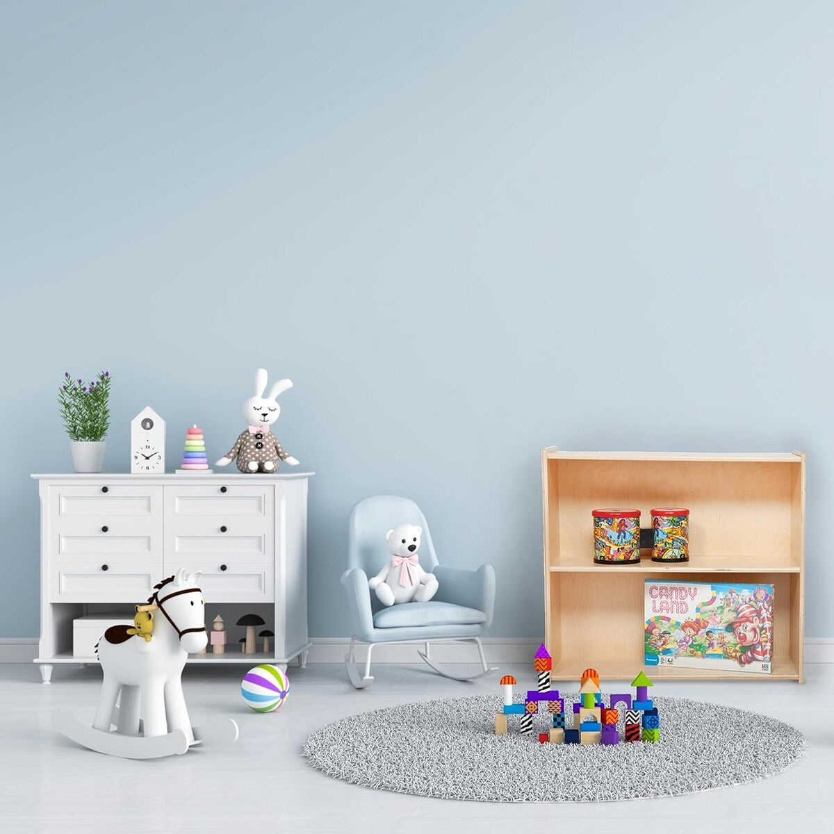 Contender Storage Cabinet with One Adjustable Shelf, Baltic Birch Wooden Bookcase Display for Toddlers - 27.25-Inch Height