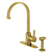 Kingston Brass Continental Single-Handle Kitchen Faucet with Brass Sprayer