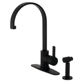 Kingston Brass Continental Single-Handle Kitchen Faucet with Brass Sprayer