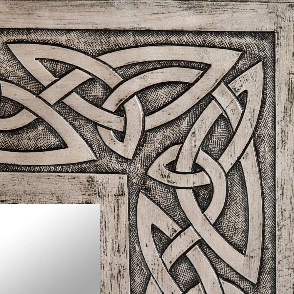 Handmade Leather Wall Mirror Continuity Silver Hand Tooled (Peru) - N/A