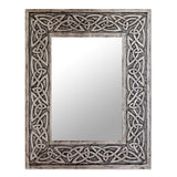 Handmade Leather Wall Mirror Continuity Silver Hand Tooled (Peru) - N/A