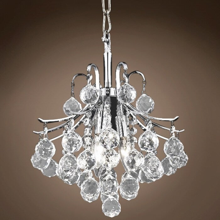 Contour 3 Light 12" Chrome Chandelier With Clear European Crystals - 15.00