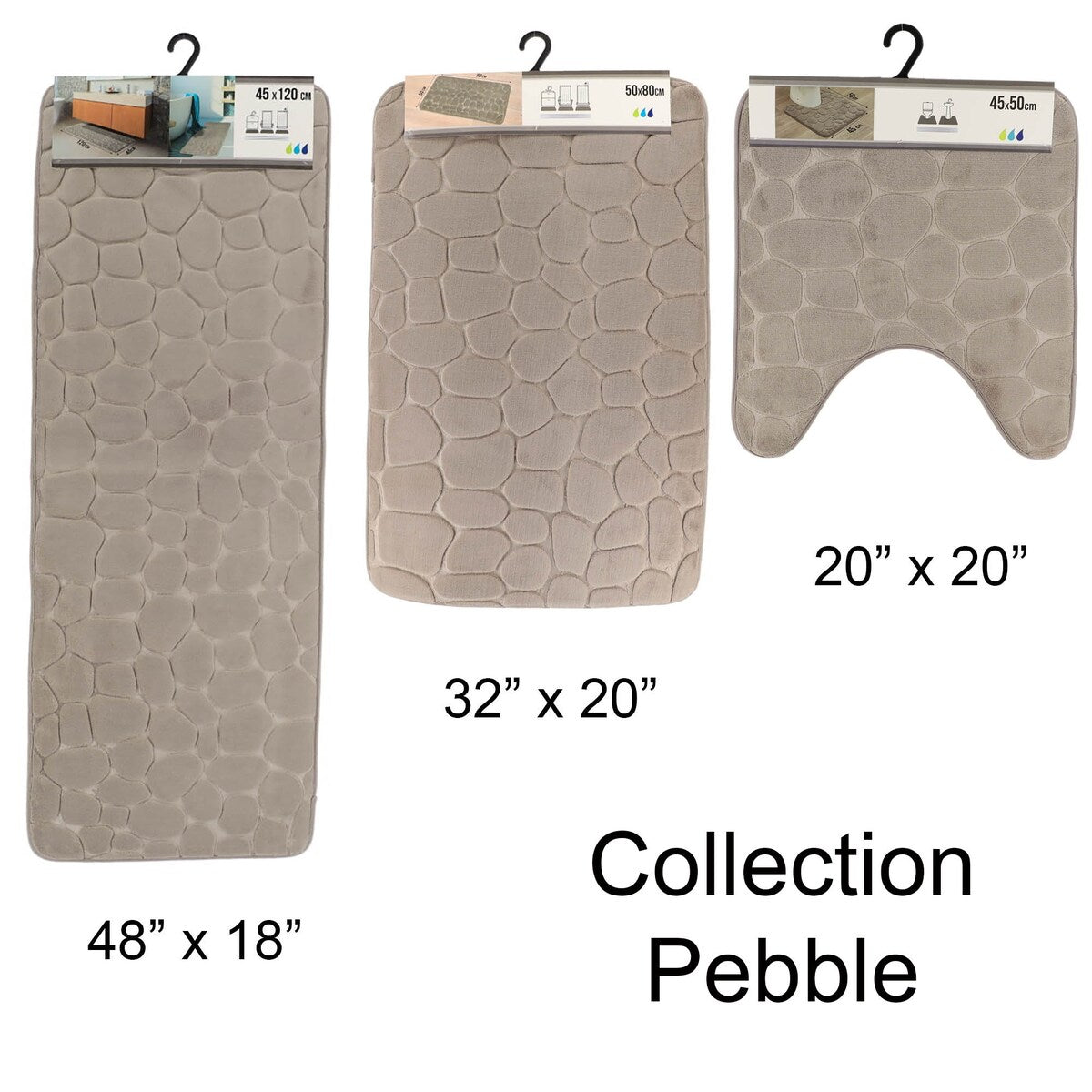 Contour Bath Rug Memory Foam Mat 3D Pebble 20L x 20W