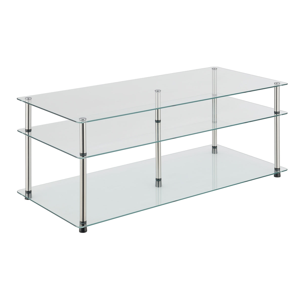 Convenience Concepts Designs2Go Classic Glass 3 Tier Coffee Table