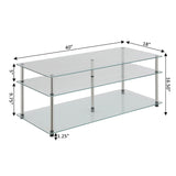 Convenience Concepts Designs2Go Classic Glass 3 Tier Coffee Table