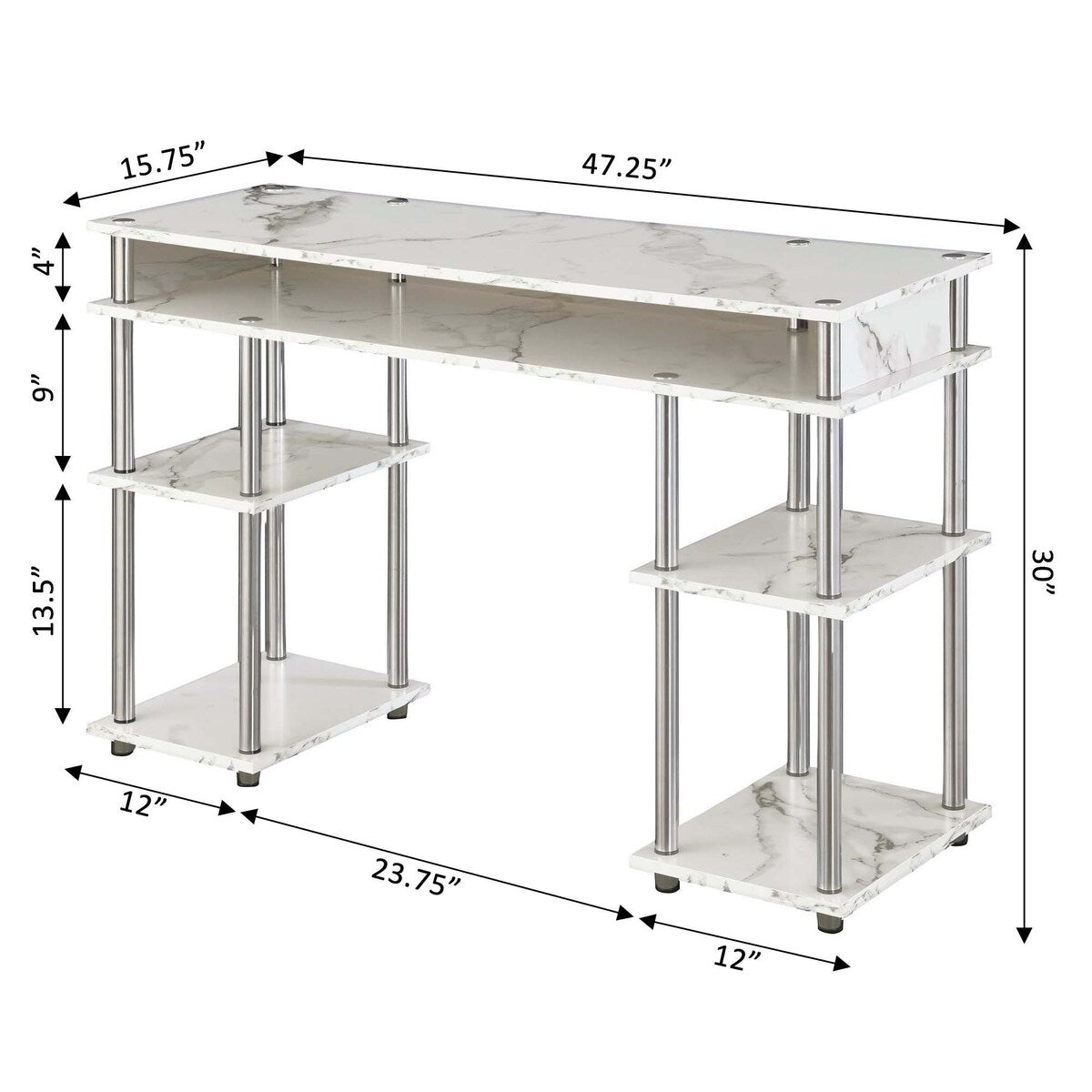 Convenience Concepts Designs2Go No Tools Student Desk with Shelves