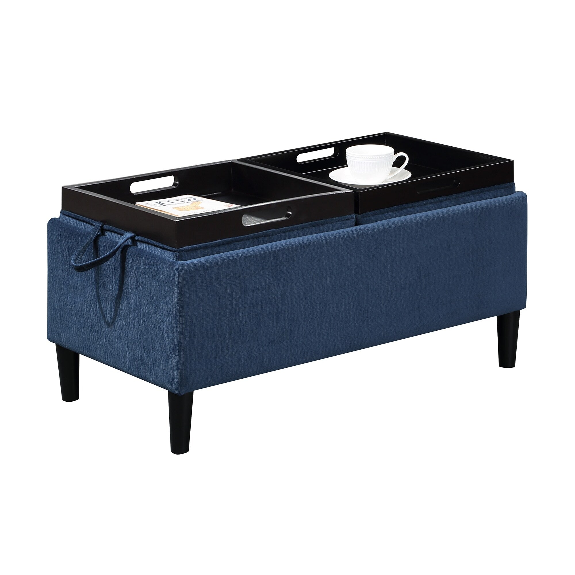 Copper Grove Suonenjoki Storage Ottoman with Trays Soft Blue Fabric