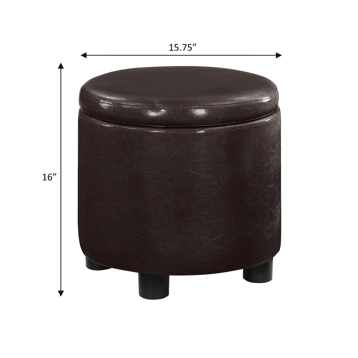 Convenience Concepts Designs4Comfort Round Accent Storage Ottoman with Reversible Tray Lid