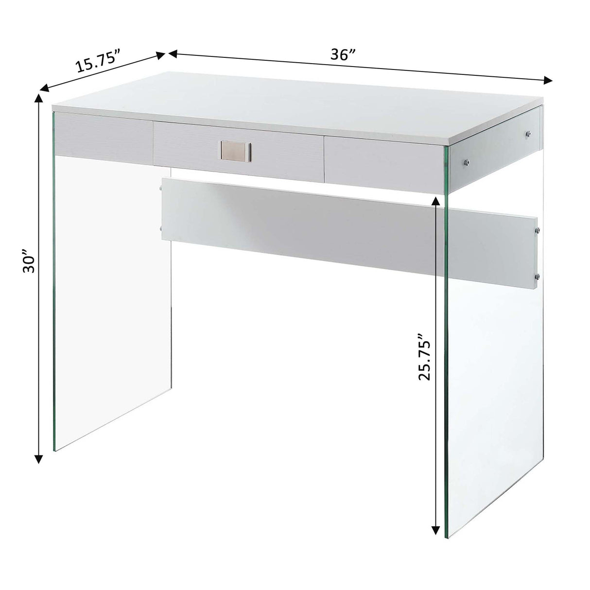 Convenience Concepts SoHo 1 Drawer Glass 36" Desk