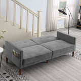 Convertible Folding Futon Sofa Bed Velvet Comfortable Upholstered Loveseat