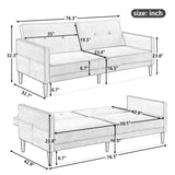 Convertible Folding Futon Sofa Bed Velvet Comfortable Upholstered Loveseat