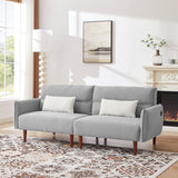 Convertible Futon Sofa Bed, Adjustable Couch Sleeper, Modern Couch Corduroy Fabric Comfy Sofa bed with Wooden Legs & 2 Pillows