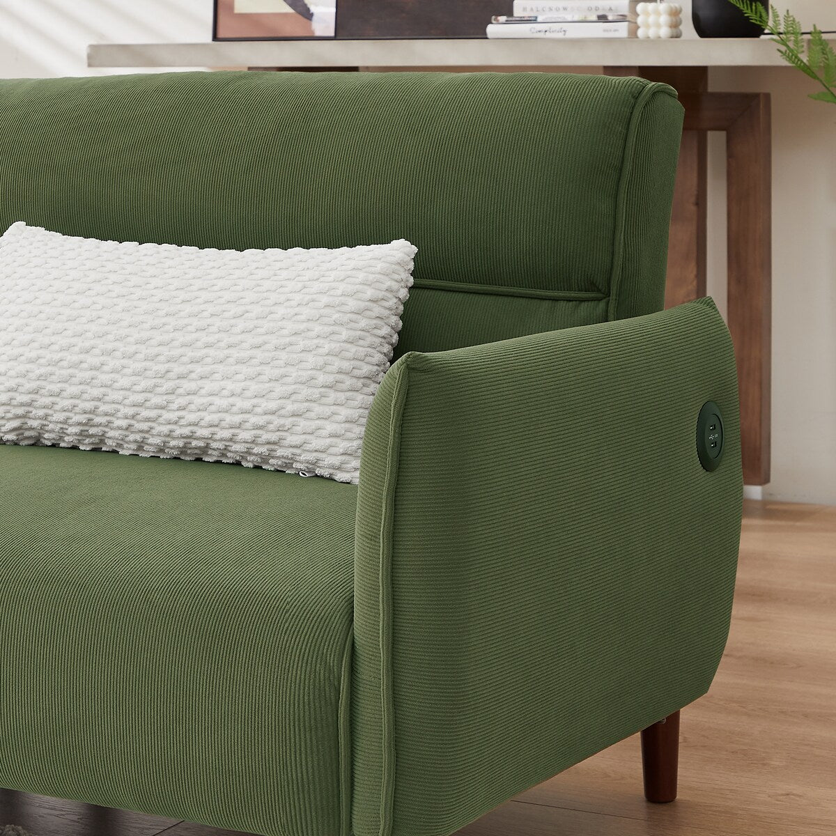 Convertible Futon Sofa Bed, Adjustable Couch Sleeper, Modern Couch Corduroy Fabric Comfy Sofa bed with Wooden Legs & 2 Pillows
