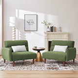 Convertible Futon Sofa Bed, Adjustable Couch Sleeper, Modern Couch Corduroy Fabric Comfy Sofa bed with Wooden Legs & 2 Pillows
