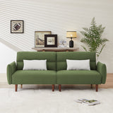 Convertible Futon Sofa Bed, Adjustable Couch Sleeper, Modern Couch Corduroy Fabric Comfy Sofa bed with Wooden Legs & 2 Pillows