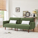 Convertible Futon Sofa Bed, Adjustable Couch Sleeper, Modern Couch Corduroy Fabric Comfy Sofa bed with Wooden Legs & 2 Pillows