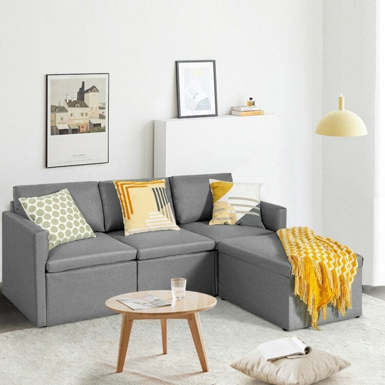 Convertible L-Shaped Sectional Sofa Couch with Reversible Chaise - 75.5" x 58.5" x 31.5" (W x D x H)