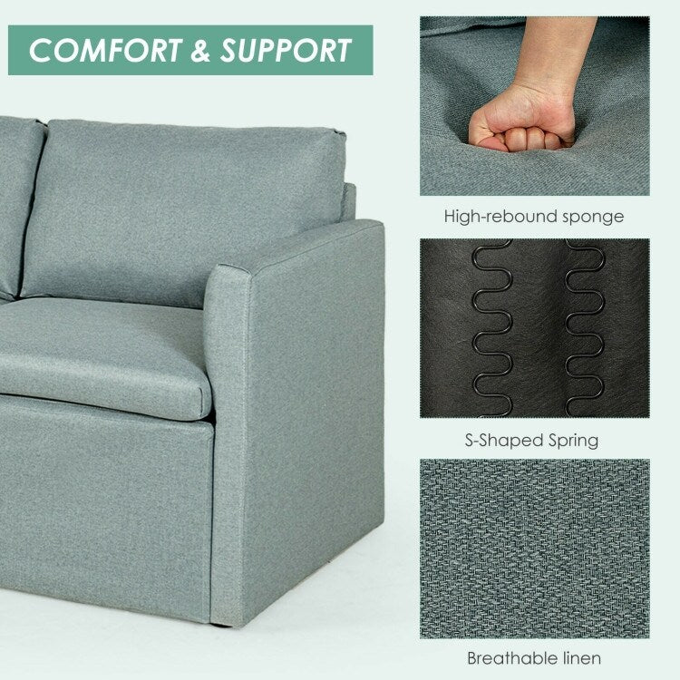 Convertible L-Shaped Sectional Sofa Couch with Reversible Chaise - 75.5" x 58.5" x 31.5" (W x D x H)
