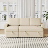 Convertible Sleeper Sofa Bed with Storage Chaise and USB Port, L-Shaped Couch,Beige