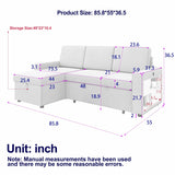 Convertible Sleeper Sofa Bed with Storage Chaise and USB Port, L-Shaped Couch,Beige