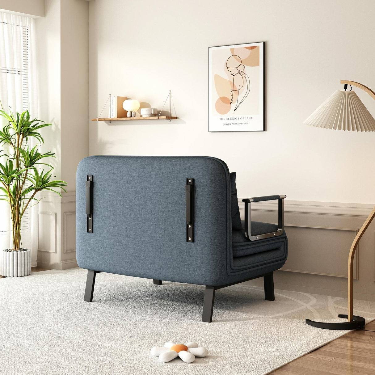 Convertible Tri-Fold Sofa Bed with Adjustable Backrest & Pillow