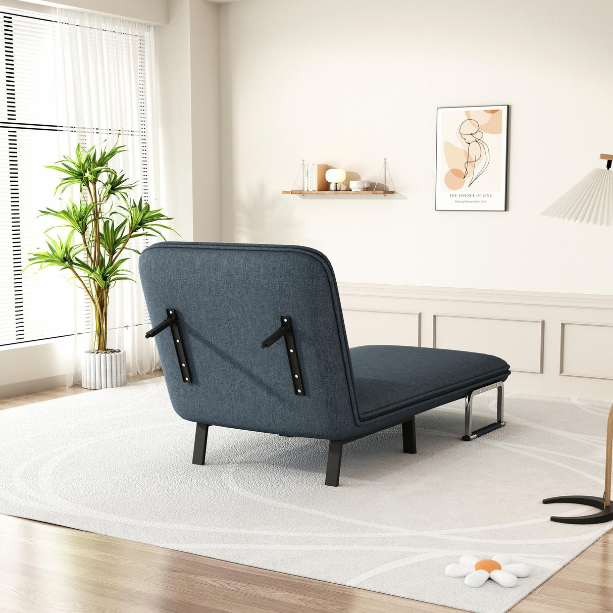 Convertible Tri-Fold Sofa Bed with Adjustable Backrest & Pillow