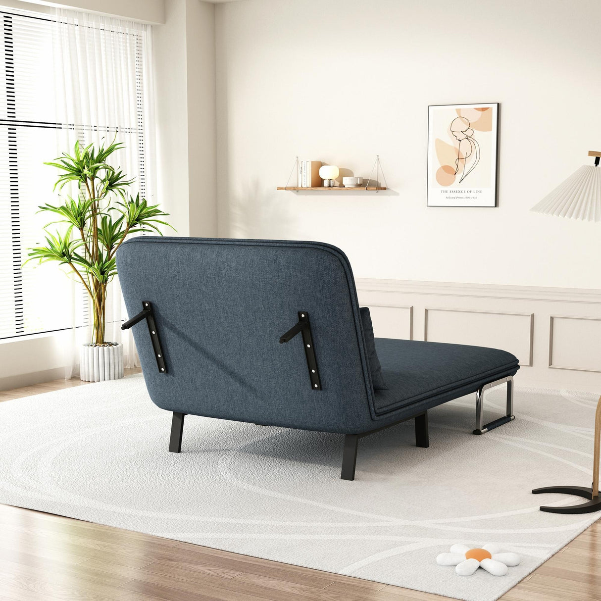 Convertible Tri-Fold Sofa Bed with Adjustable Backrest & Pillow