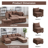 Convertible U-Shaped Modular Sectional Sofa Couch Set with Storage