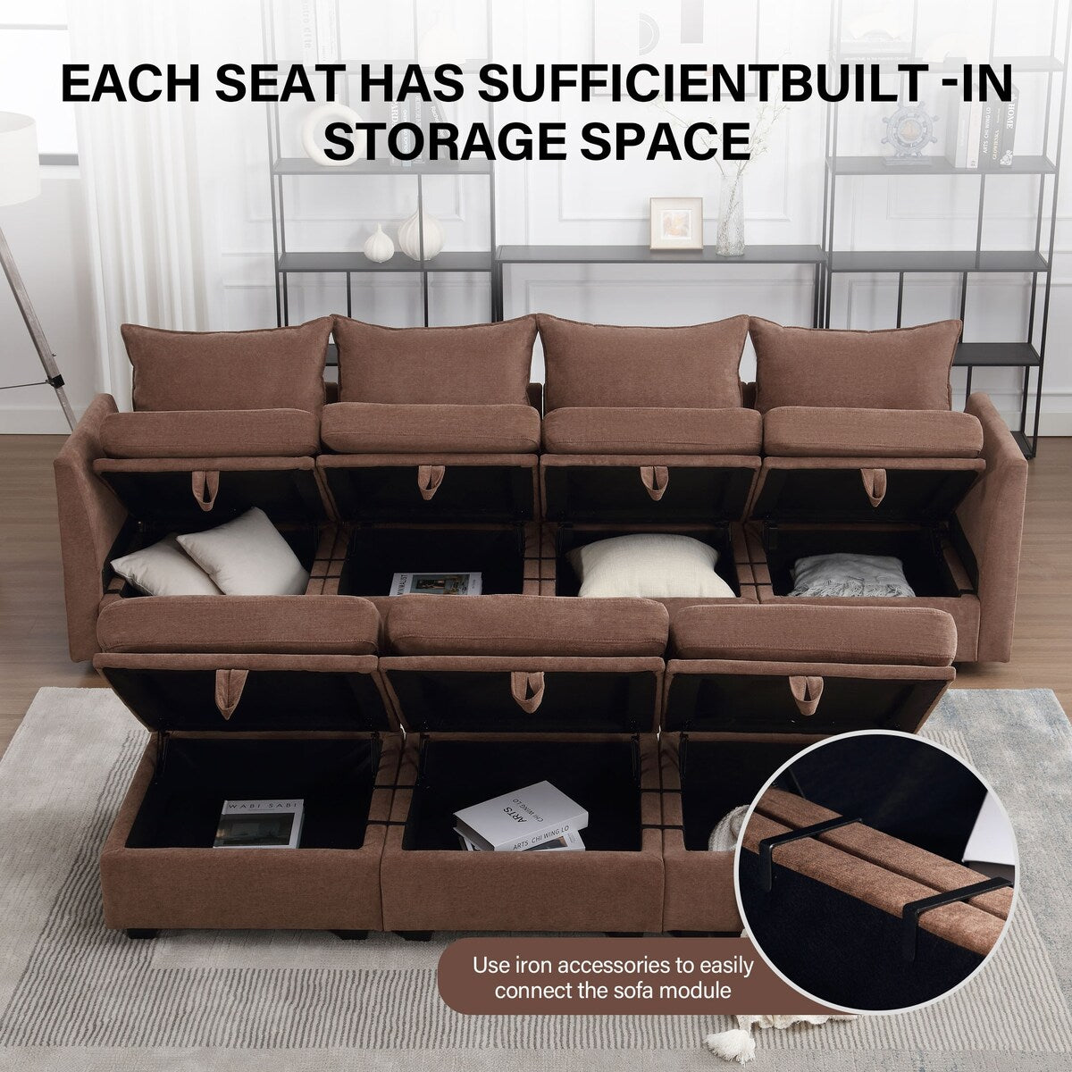 Convertible U-Shaped Modular Sectional Sofa Couch Set with Storage