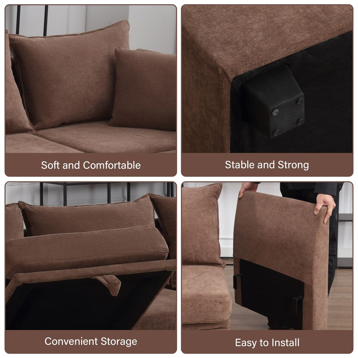 Convertible U-Shaped Modular Sectional Sofa Couch Set with Storage