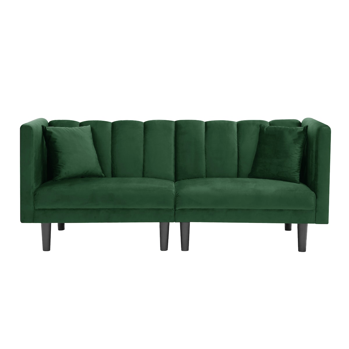 Convertible Velvet Futon Sofa Bed, Modern Sleeper Sofa with 2 Pillows, Upholstered Loveseat for Living Room/Compact Space