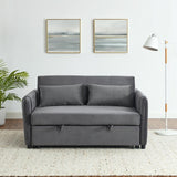 Convertible Velvet Sofa Bed with Pullout, Adjustable Backrest, Lumbar Pillows, and Side Pockets (54 Inch)