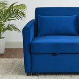 Convertible Velvet Sofa Bed with Pullout, Adjustable Backrest, Lumbar Pillows, and Side Pockets (54 Inch)
