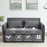 Convertible Velvet Sofa Bed with Pullout, Adjustable Backrest, Lumbar Pillows, and Side Pockets (54 Inch)