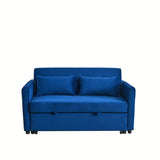 Convertible Velvet Sofa Bed with Pullout, Adjustable Backrest, Lumbar Pillows, and Side Pockets (54 Inch)