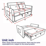 Convertible Velvet Sofa Bed with Pullout, Adjustable Backrest, Lumbar Pillows, and Side Pockets (54 Inch)